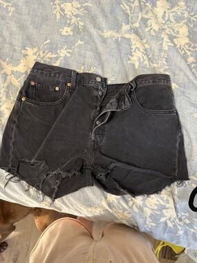 Black Distressed Denim Women's Shorts - Unbranded